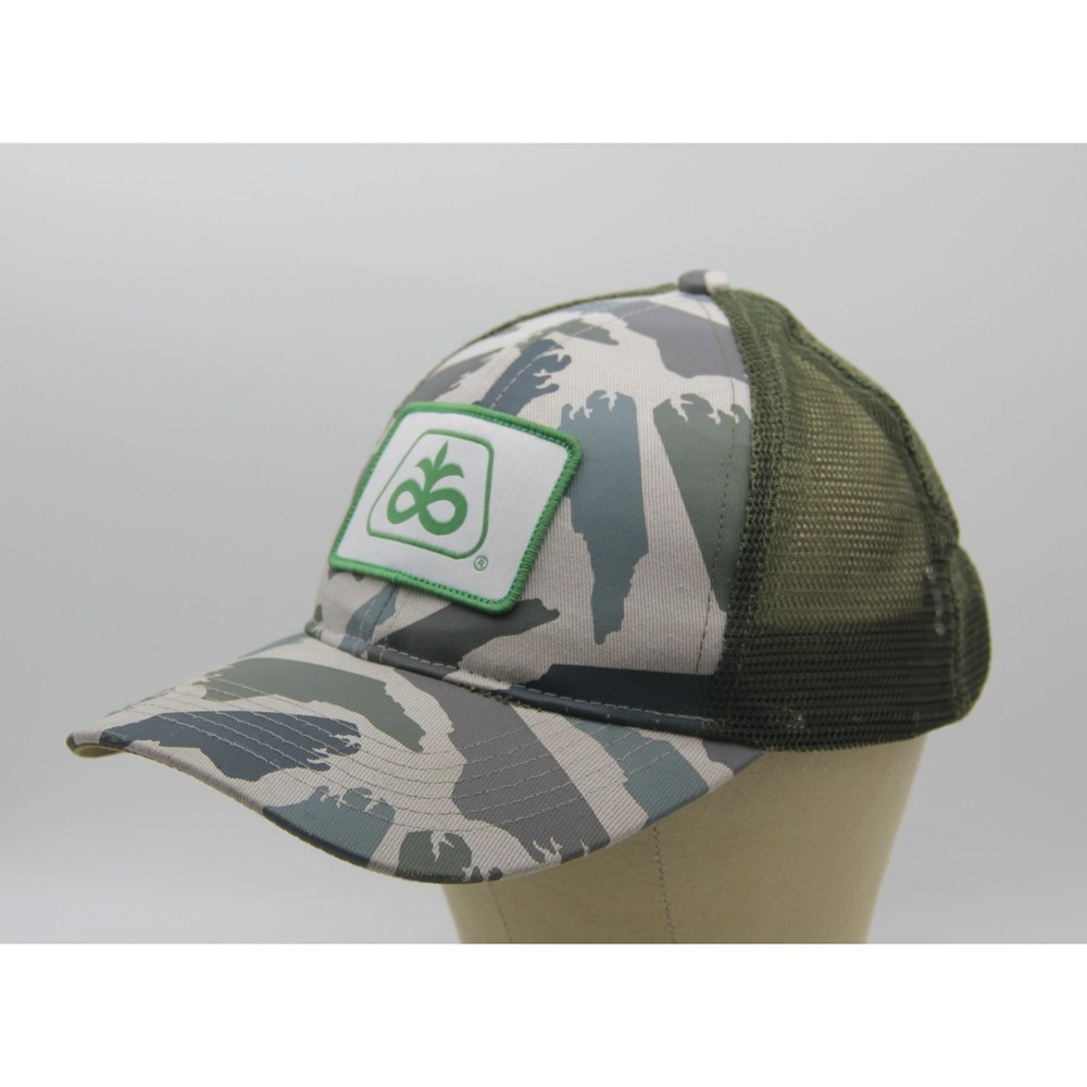 PIONEER SEEDS NC State Camo Green Brown Trucker Snapback Hat USA Flag Patch